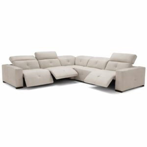 Aldo Italian modular reclining sectional sofa in premium leather with power recliners and power headrests, handcrafted in Italy, shown on a pure white background.