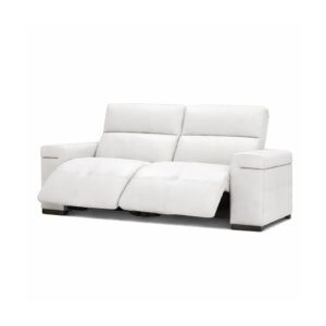 Antony Italian modular leather reclining loveseat in white with two power recliners, quick ship