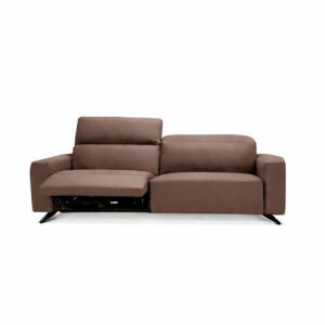 Dillon modular Italian loveseat with power recliner and headrests in premium leather, 100% Made in Italy
